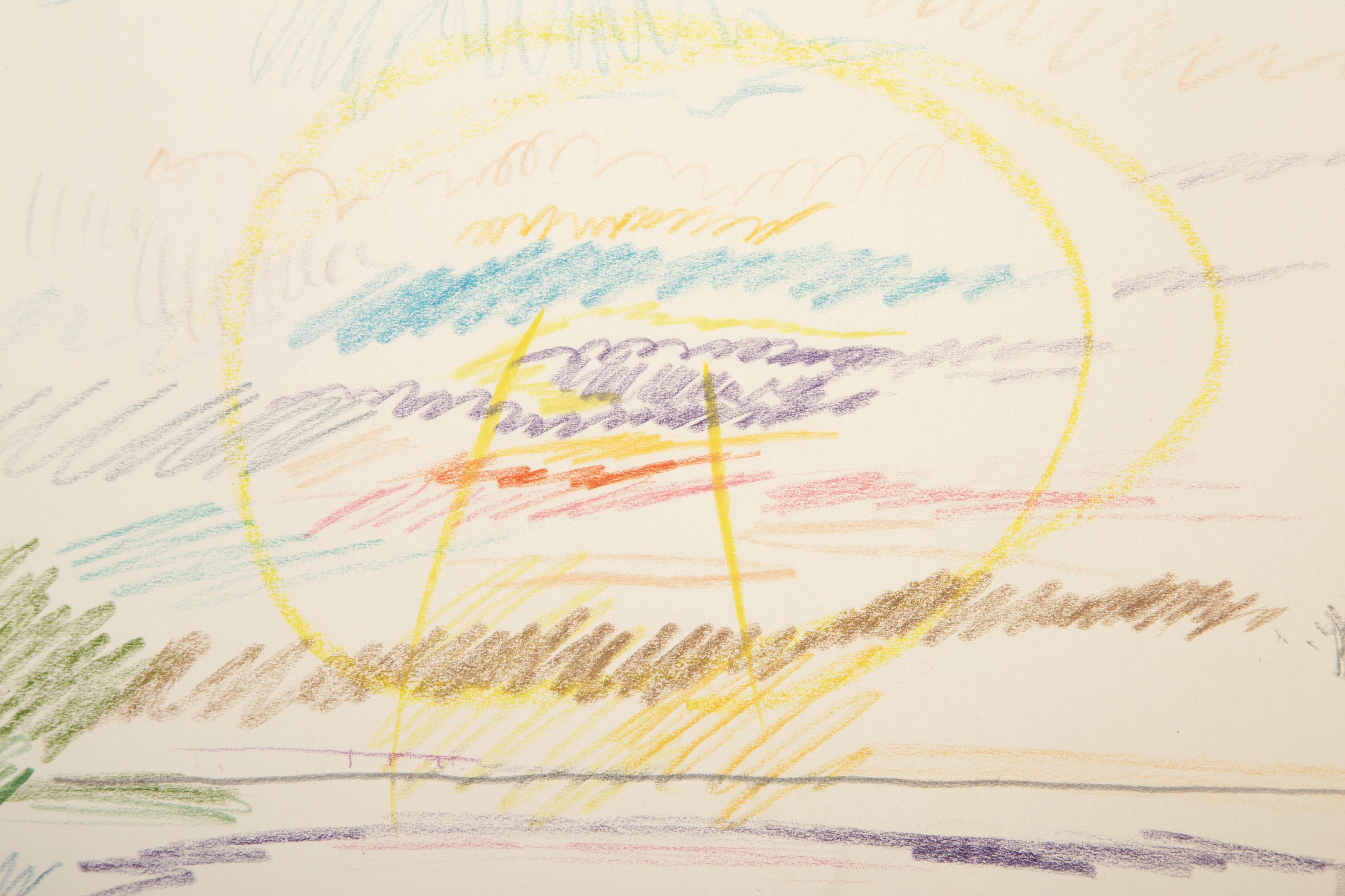 Mezzogiorno, pastello impressionista e grafite di Wallace Putnam 1
