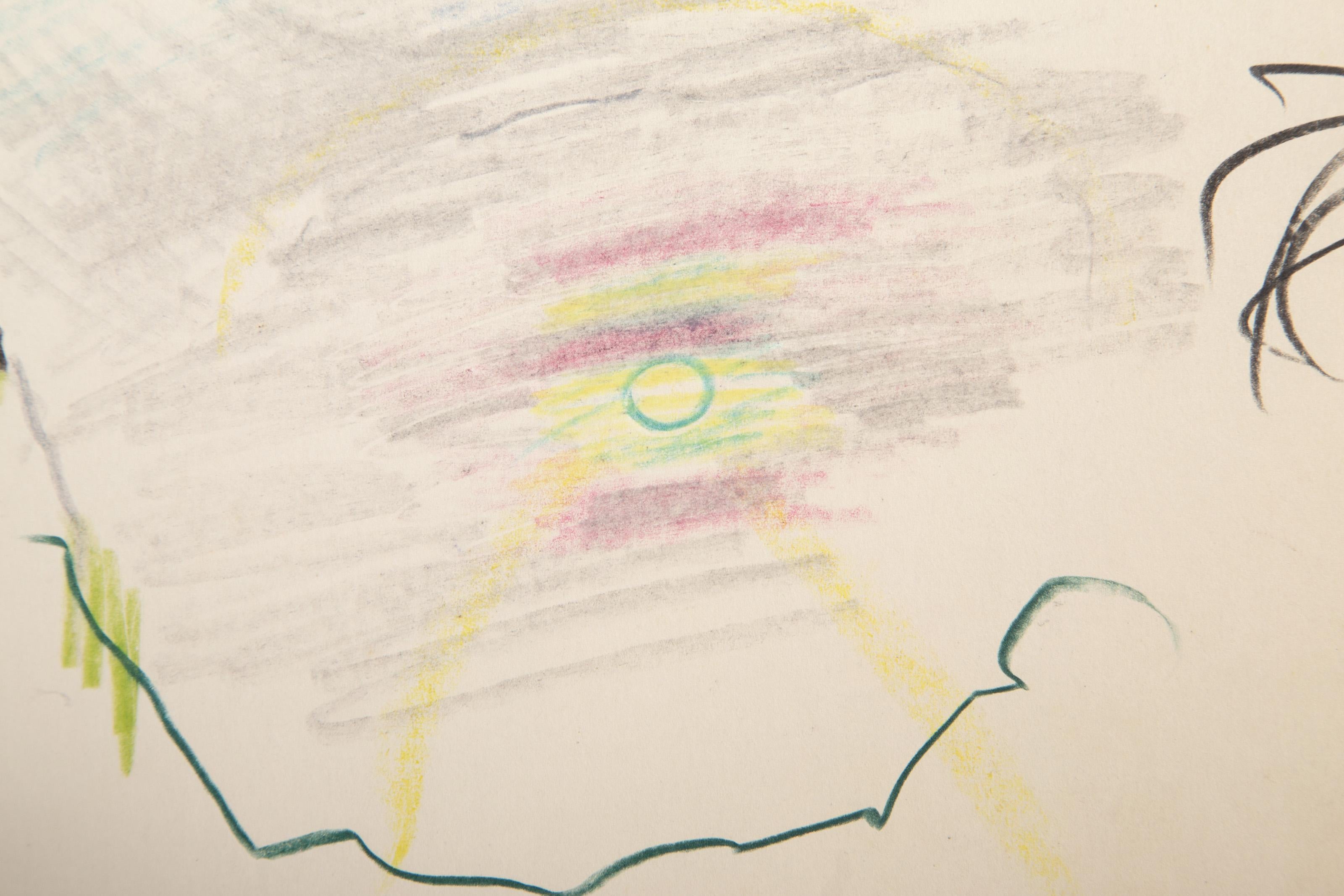 Sunny Landscape, Abstract Graphite and Crayon Drawing by Wallace Putnam For Sale 1