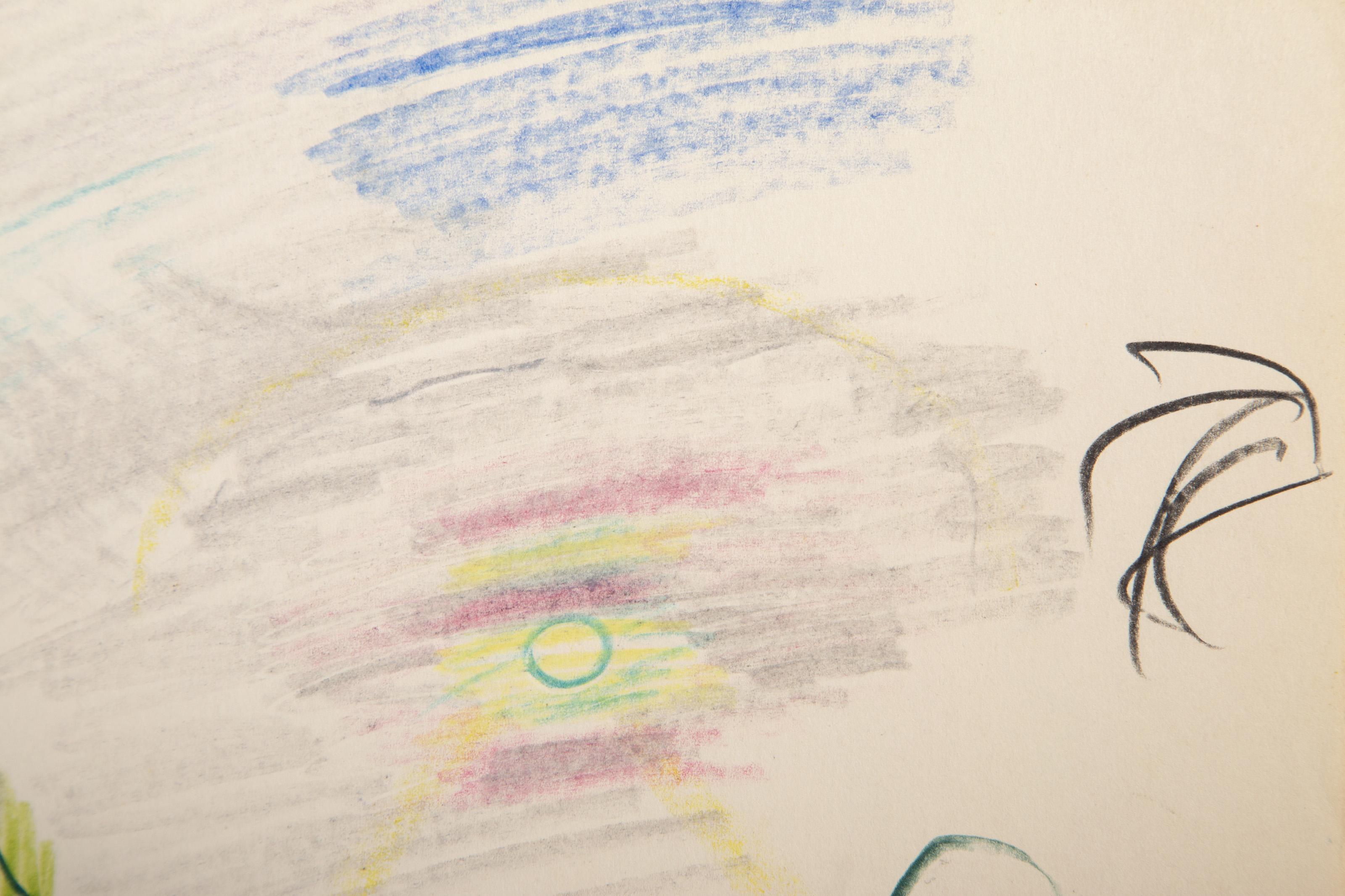 Sunny Landscape, Abstract Graphite and Crayon Drawing by Wallace Putnam For Sale 2