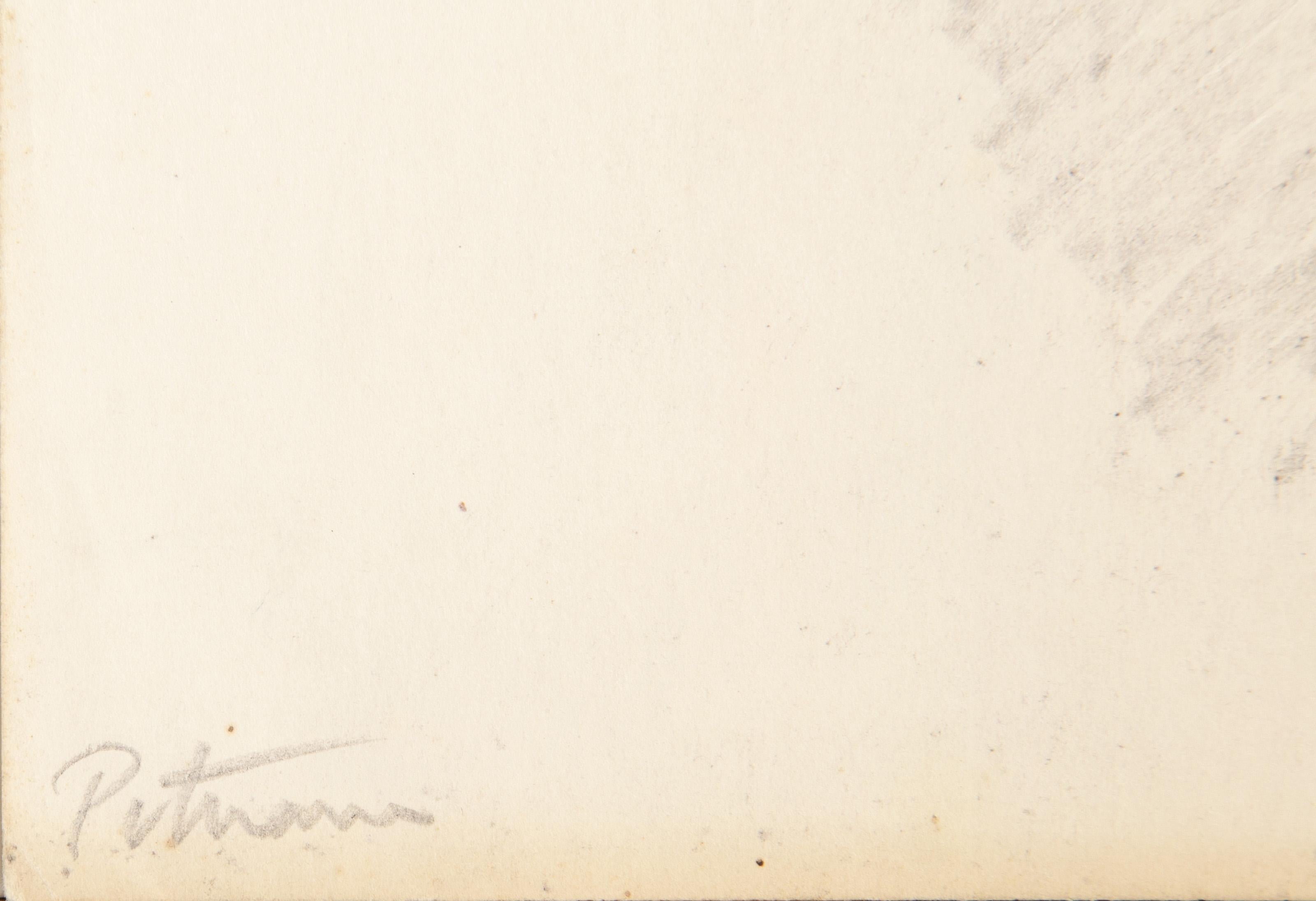 Sunny Landscape, Abstract Graphite and Crayon Drawing by Wallace Putnam For Sale 3