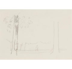 Paysage avec arbres, dessin au crayon de Michael Andrews