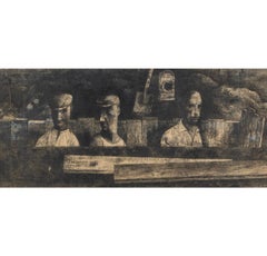 Study for Men in the Trench, Pen, Ink & Watercolour on Paper Painting 1950 circa