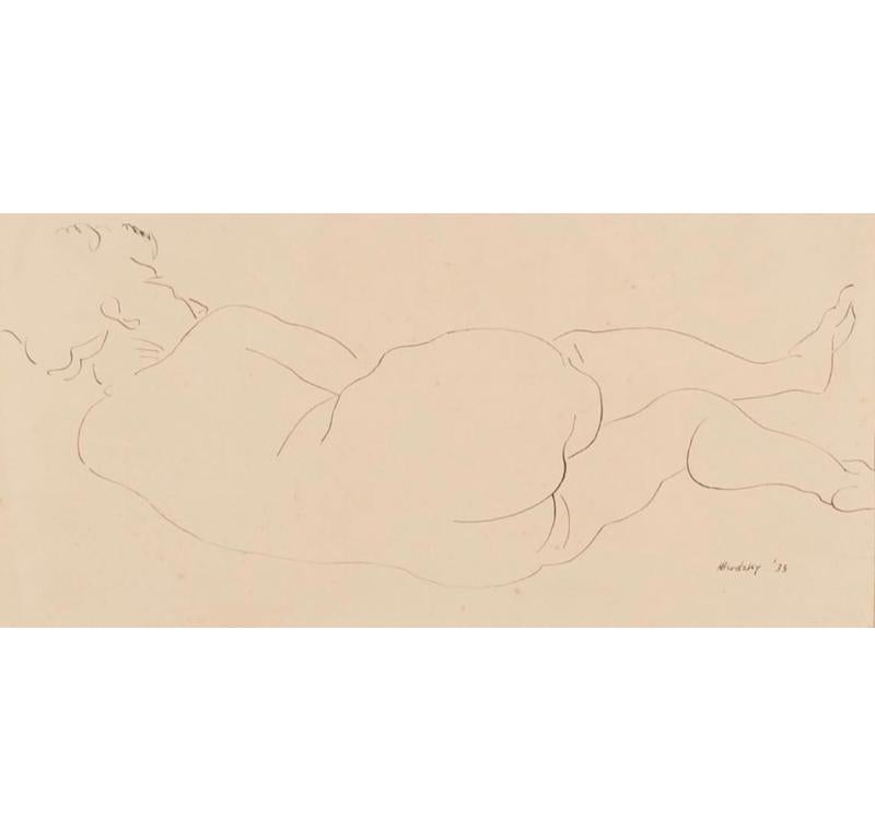 Figurative Art Unknown - Étude nue, dessin, encre, peinture d'Horace Brodzky, 1931