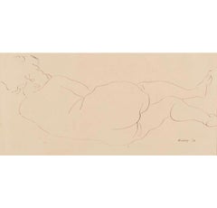 Nude Study, Drawing, Ink, Painting by Horace Brodzky, 1931