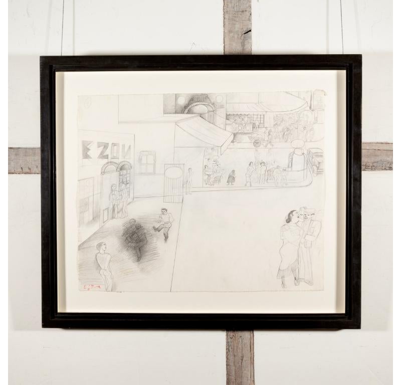 Street Scene, Pencil Drawing by Edward Burra, 1930s circa For Sale 1