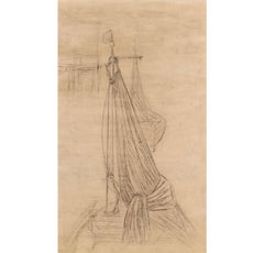 Des voiliers moulés, dessin au crayon de Prunella Clough