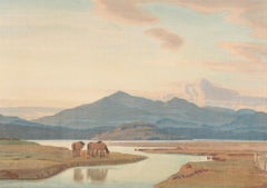 Mattina presto, lago toscano, acquerello su matita e inchiostro, 1926