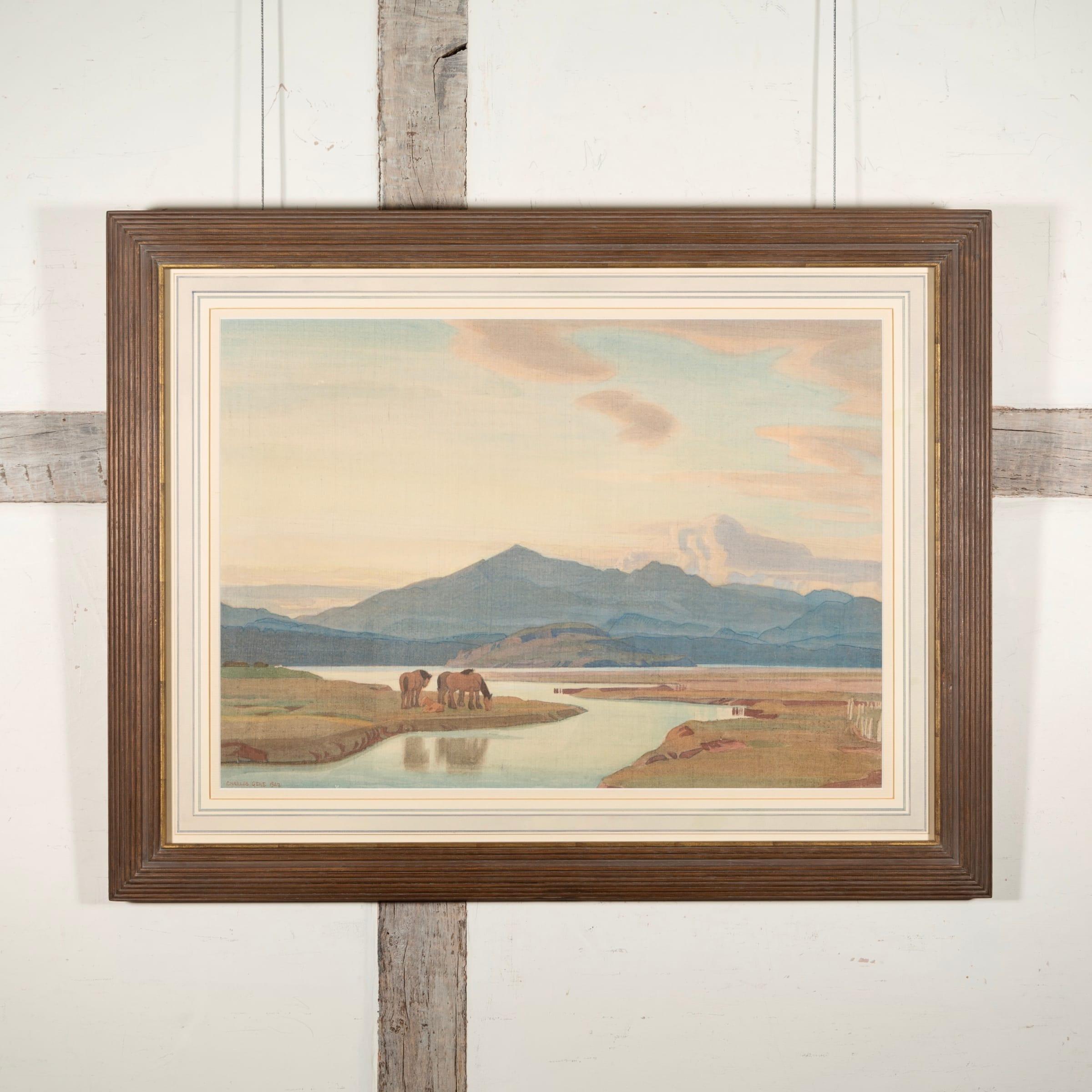 Early Morning, Tuscan Lake, Watercolour Over Pencil and Ink Painting, 1926 - Art by Charles March Gere, RA, RWS