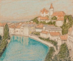 Thun (Switzerland), peinture au pastel et au crayon de Charles March Gere