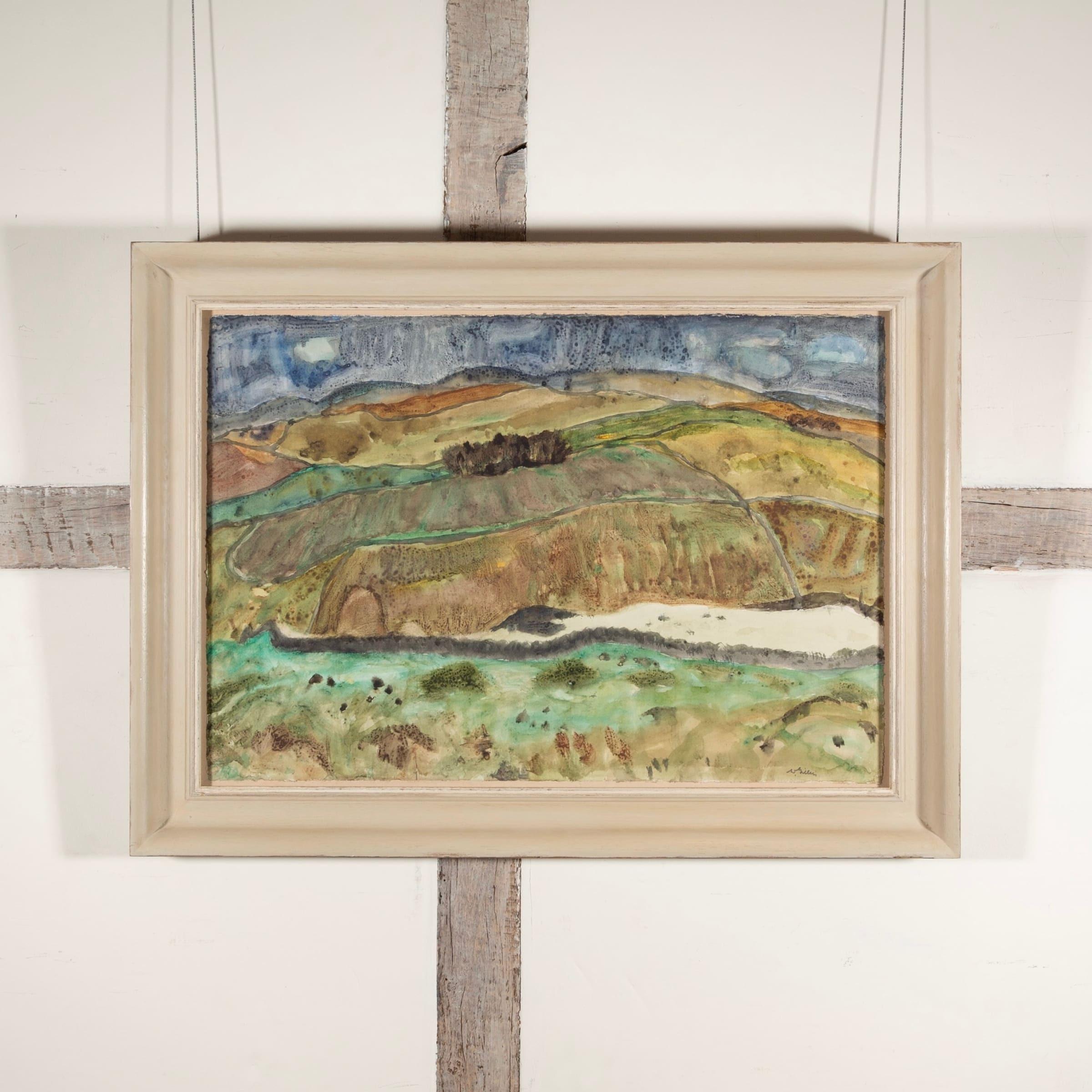 On the Meldons Road, Watercolour Painting by William George Gillies, circa 1940s

Additional information:
Medium: Watercolour
41.5 x 59 cm
16 3/8 x 23 1/4 in
Signed

William George Gillies RA RSA (1898-1973) was one of Scotland’s greatest