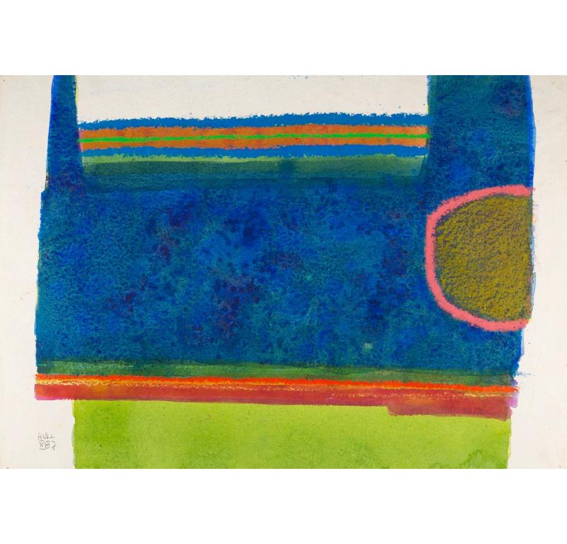 Composition (Blue, Green, Orange and Red), Acrylic Painting by James Hull, 1987