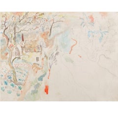 Cottage with Chimney in a Wood, Watercolour Painting by David Jones, circa 1932
