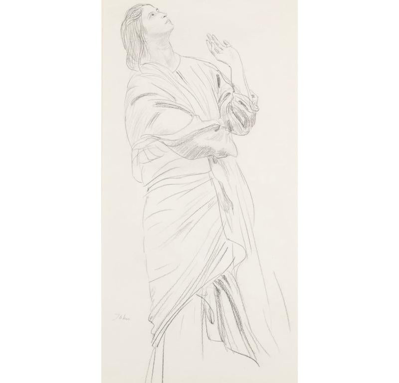 Dorelia Looking Up, Pencil on Paper Drawing by Augustus John 1878-1961

Additional information:
Medium: Pencil on paper
39.4 x 20.3 cm
15 1/2 x 8 in
Signed

Provenance
Arthur Tooth & Sons, London;
Lieut-Col. The Hon. John Fremantle;
Sir Michael