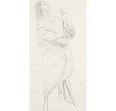 Dorelia Looking Up, Pencil on Paper Drawing by Augustus John