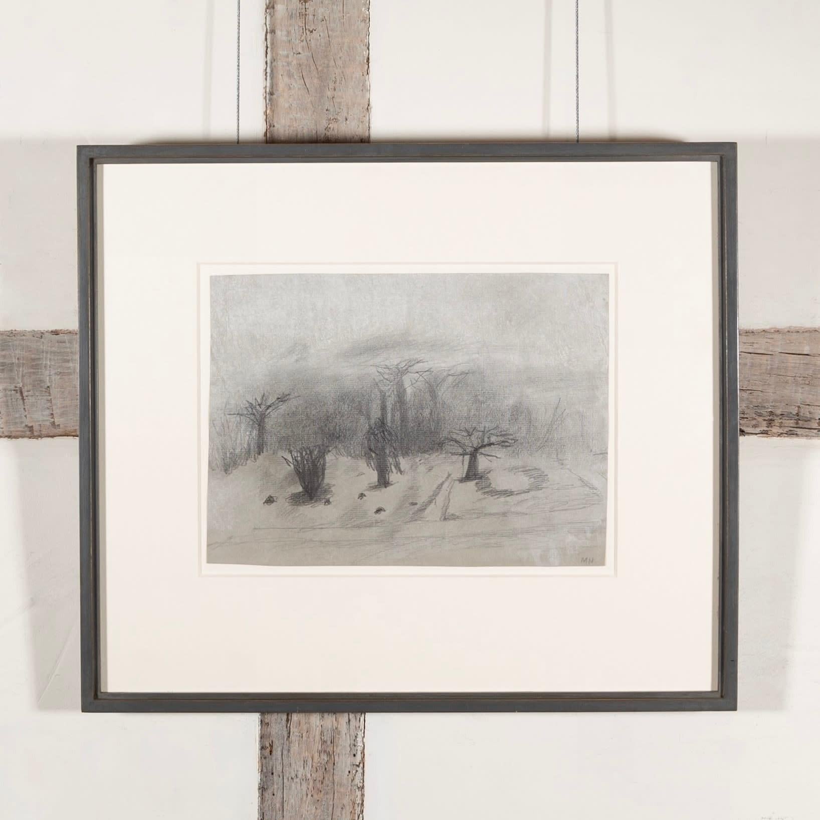The Row Long nella nebbia, Disegno a matita di Mary Newcomb 1