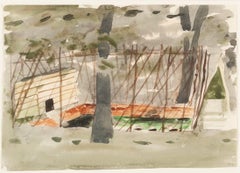 Duck Pond at the Mill House in Sonning, Watercolour Painting by Mary Newcomb