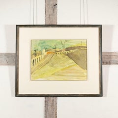 Italian Landscape with Pylons, Watercolour and Charcoal by Peter Potworowski