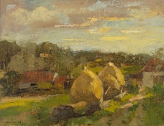 Vintage Haystacks, Oil on Canvas Board by John Guthrie Spence Smith