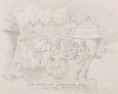Farmer, Horse and Hay-cart, Pen and Ink by Gilbert Spencer, 1930