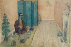Student Life, The Artist-Orientalist Having Tea, Chelsea, Painting, 1941