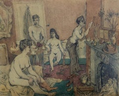 Student Life, Morning (Gunter Grove, Chelsea), Watercolour Painting, 1941