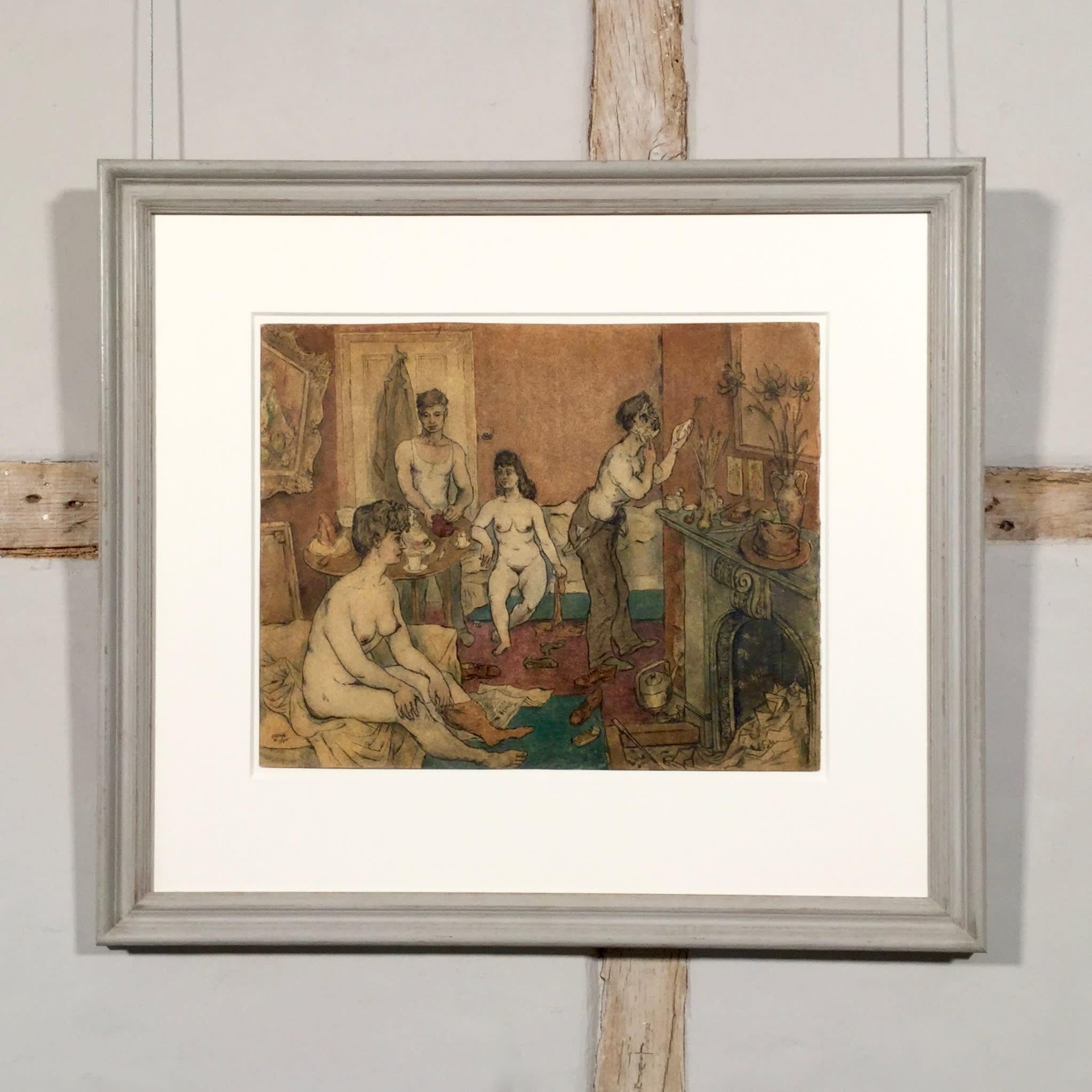 Vita studentesca, mattina (Gunter Grove, Chelsea), acquerello, 1941

Informazioni aggiuntive:
Mezzo di comunicazione: Acquerello su penna e inchiostro
12 x 15 in
30.5 x 38.1 cm
Firmato e datato; firmato, intitolato, datato e iscritto 