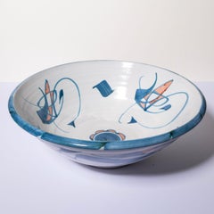 Cuenco grande de Aldermaston Pottery, loza de Aldermaston Pottery, años 80