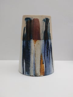 Blue Abstract Vessel, Stoneware with Glazes by Leslie Mckinley Howell, 2018