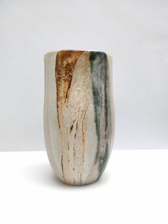 Vessel with Abstracts, Stoneware with Glazes by Leslie Mckinley Howell, 2018