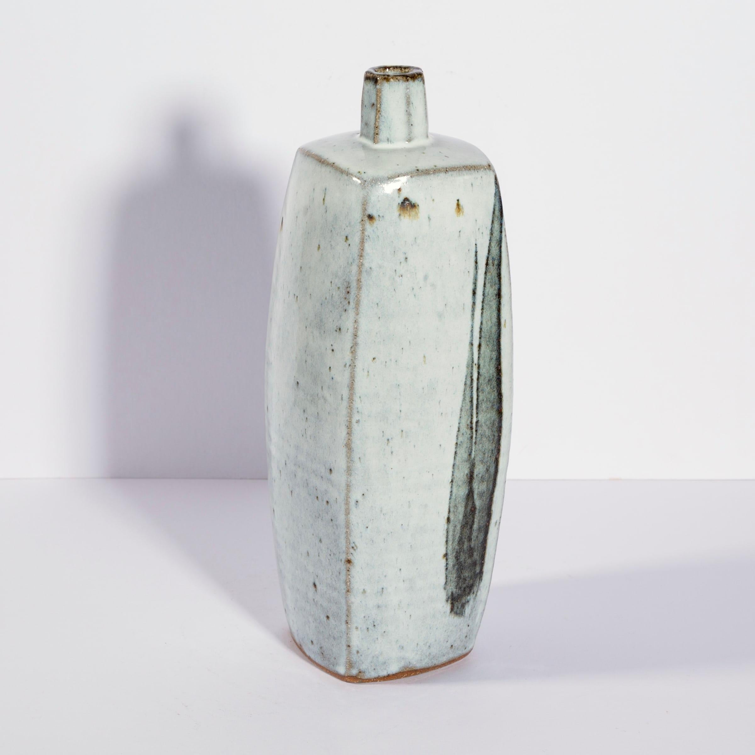 Light Paddled Bottle I, Stoneware with Nuka and Ochre Glazes by Peter Swanson
