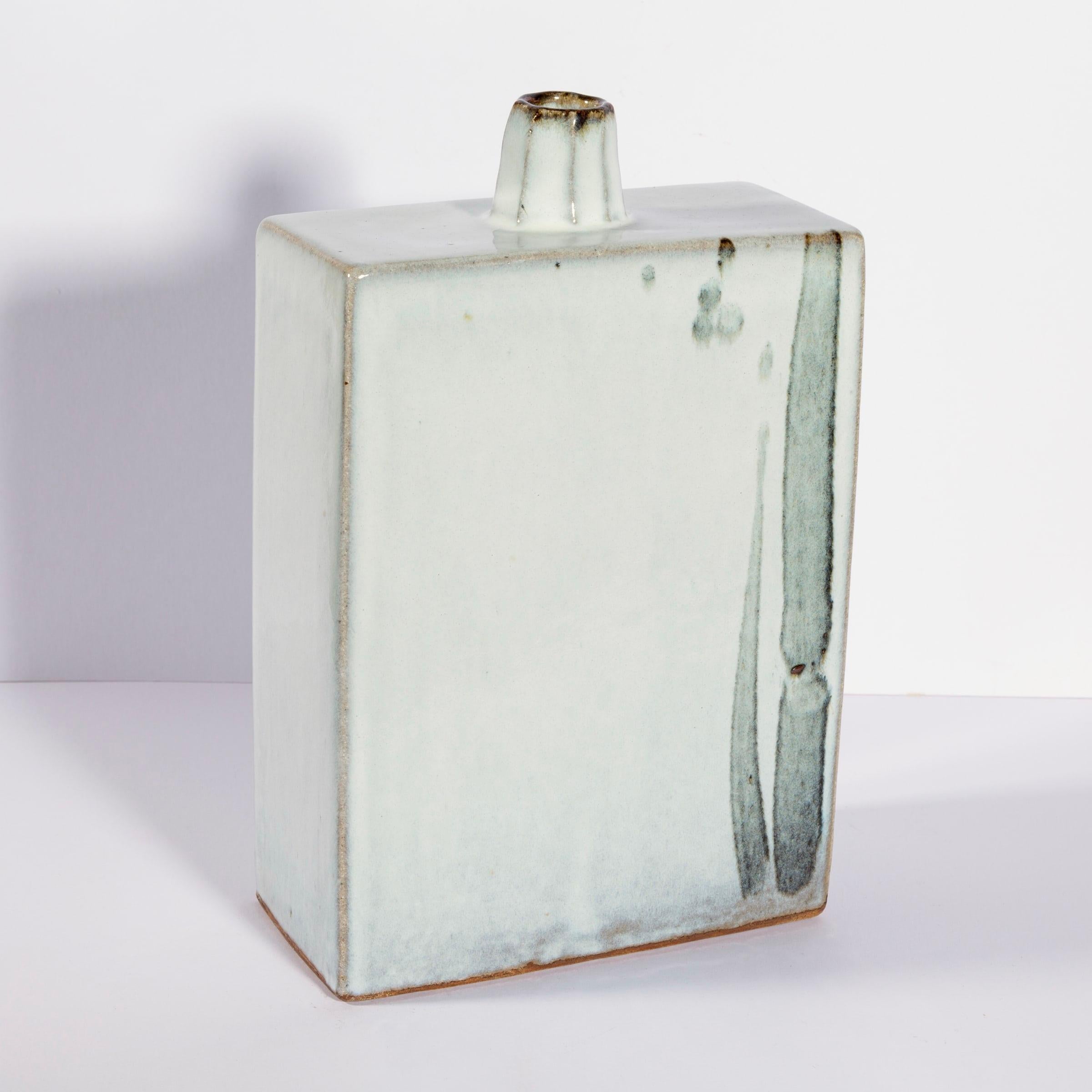 Large Slab Bottle, Stoneware with Nuka and Ochre Glazes, by Peter Swanson