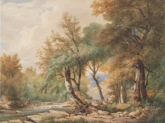 Gerahmte English School Mitte des 19. Jahrhunderts Aquarell - The Fishing Trip