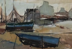 Framed 20th Century Watercolour - Fishing Boats in a Harbour