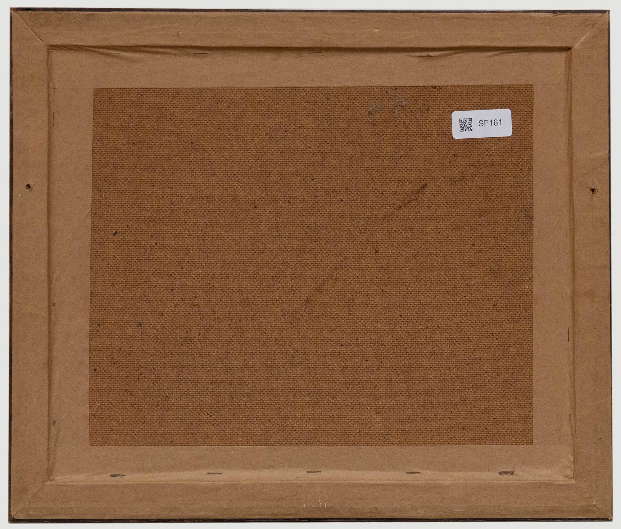 Signed. 'SAM' to the lower right. Well presented in a maple frame and gilt slip. On paper.