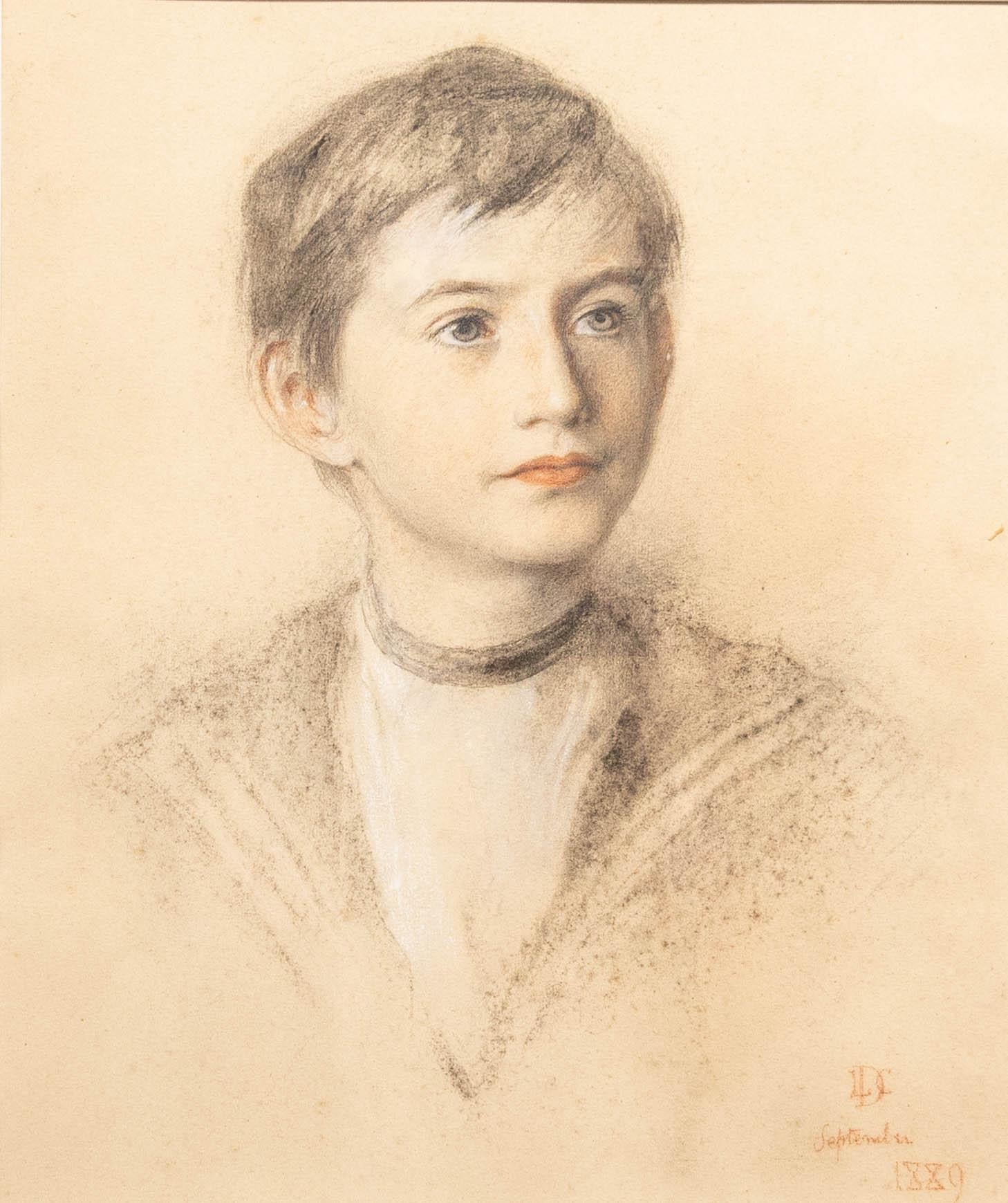 Lowes Cato Dickinson (1819-1908) - 1889 Pastell, Porträt eines Matrosenjungen 1