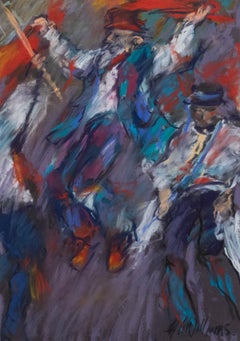 Glo Williams (b.1940) - Large Contemporary Pastel, Morris Dancers