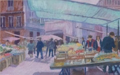 E. Lynch - Gerahmte Gouache des 20. Jahrhunderts, Marktstände in Frankreich