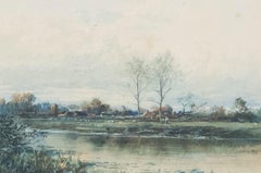 Albert Pollitt (1856-1926) - Framed Watercolour, Rural Village on the River
