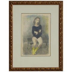 Raphael Soyer Litografía/Acuarela original, 1955, "La bailarina"
