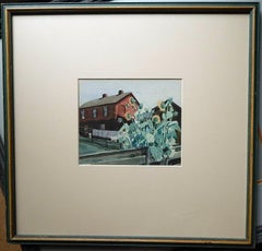 Aquarelle originale de Stevan Dohanos, 1934 - Ferme et Tournesols