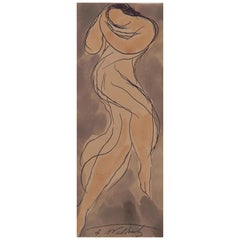Abraham Walkowitz Delightful Original Watercolor, circa 1920s, Isadora Duncan