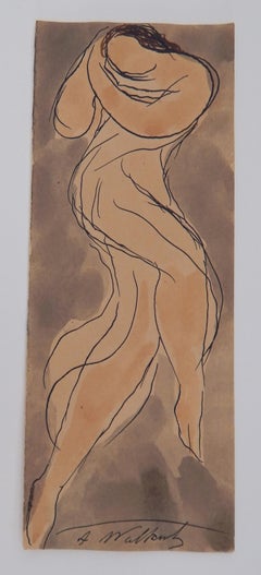 Abraham Walkowitz Delightful Original Watercolor, circa 1920s, Isadora Duncan