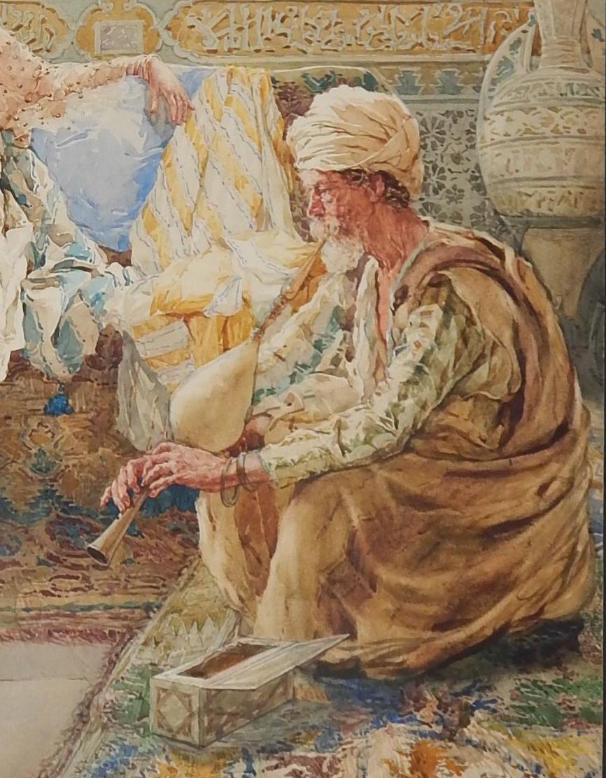 Cette magnifique aquarelle sur carton d'Amedeo Simonetti (1874-1922) est
signé en bas à gauche 