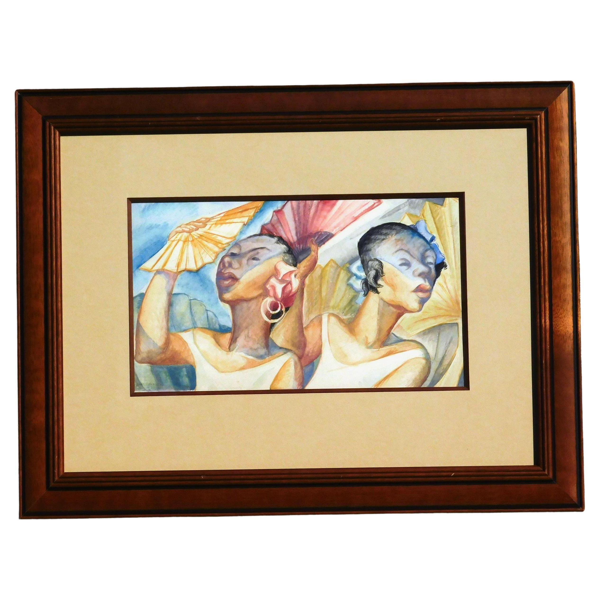 Original watercolor, circa late 1940's by Lowell D. Houser (1902-1971).
Subject: Cuba. Framed and in excellent condition.
Measures 10 x 17 inches. Frame measures 22 1/4 x 29 1//4 inches. 

Born in Chicago, IL in 1902, Lowell Houser moved to Iowa in