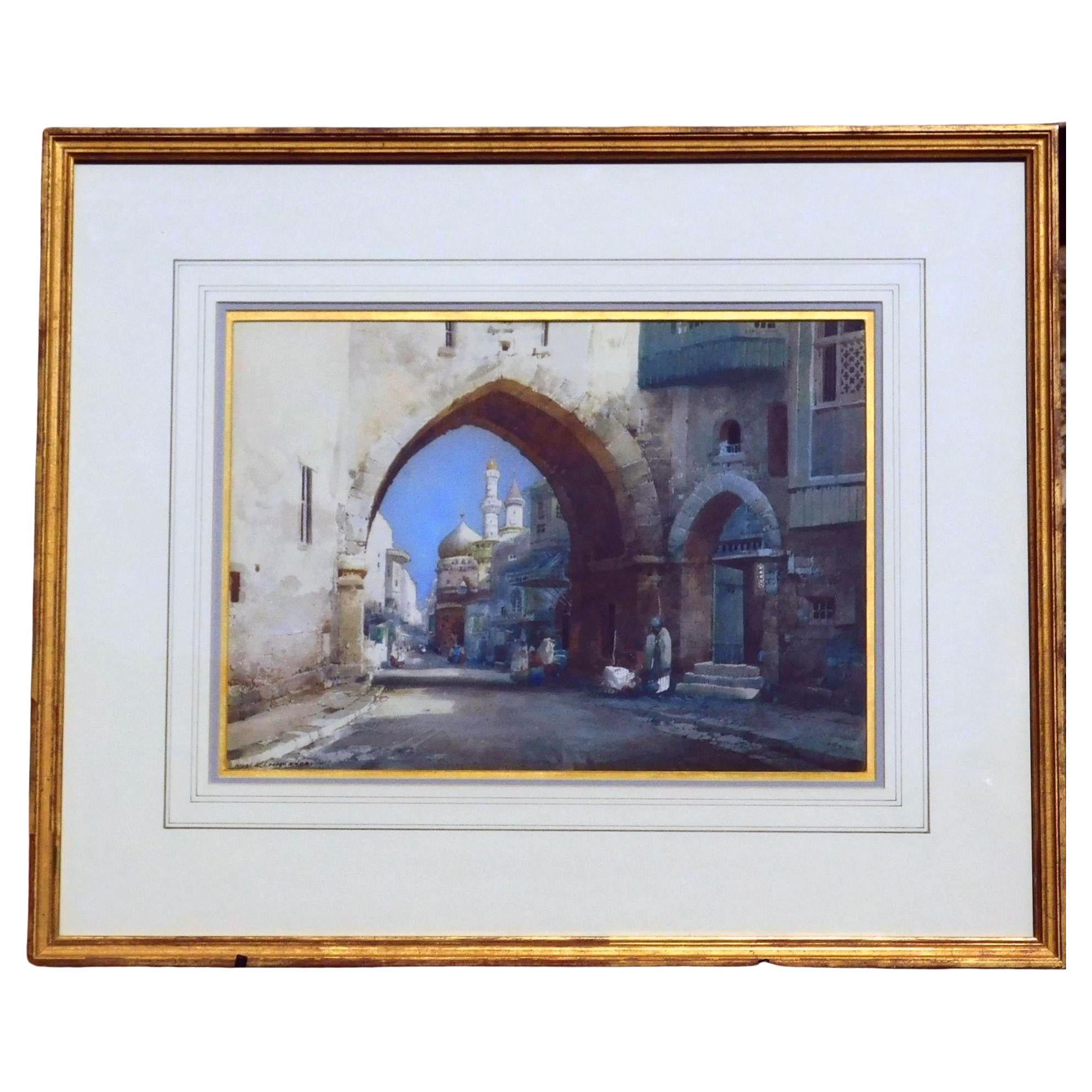 Noel Harry Leaver Landscape Art – Noel Leaver Original-Aquarell, ca. 1920, orientalisches Thema