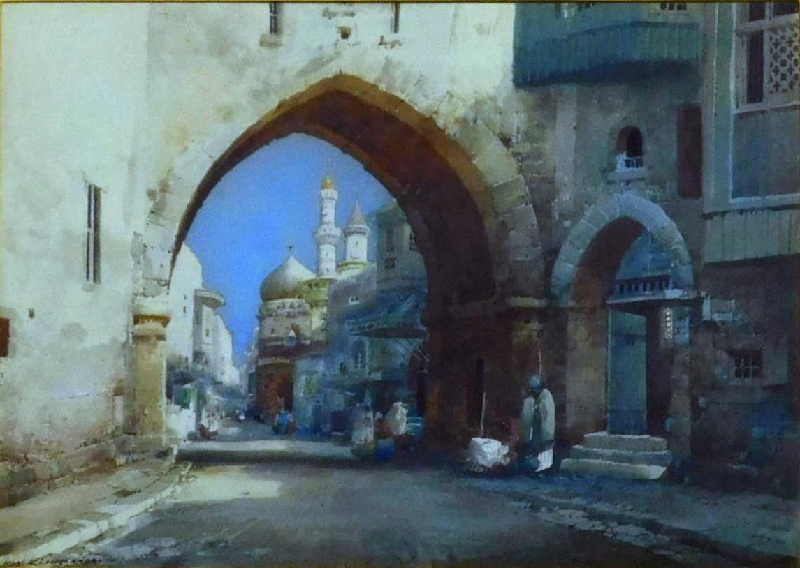 Noel Leaver Original-Aquarell, ca. 1920, orientalisches Thema – Art von Noel Harry Leaver