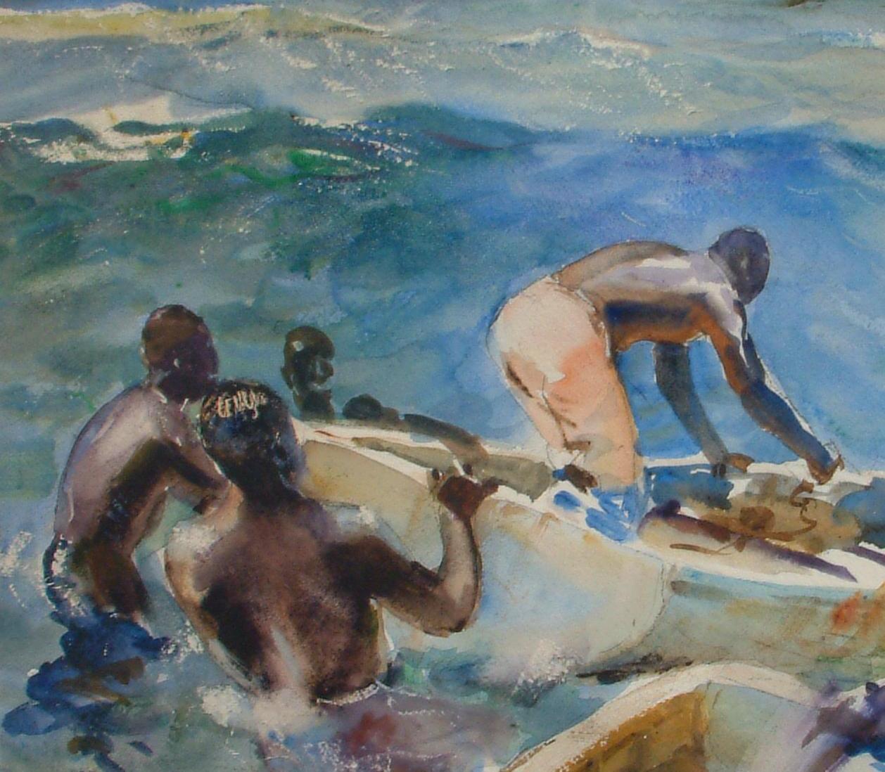 Acuarela de John Whorf - Mañana, Barbados en venta 3