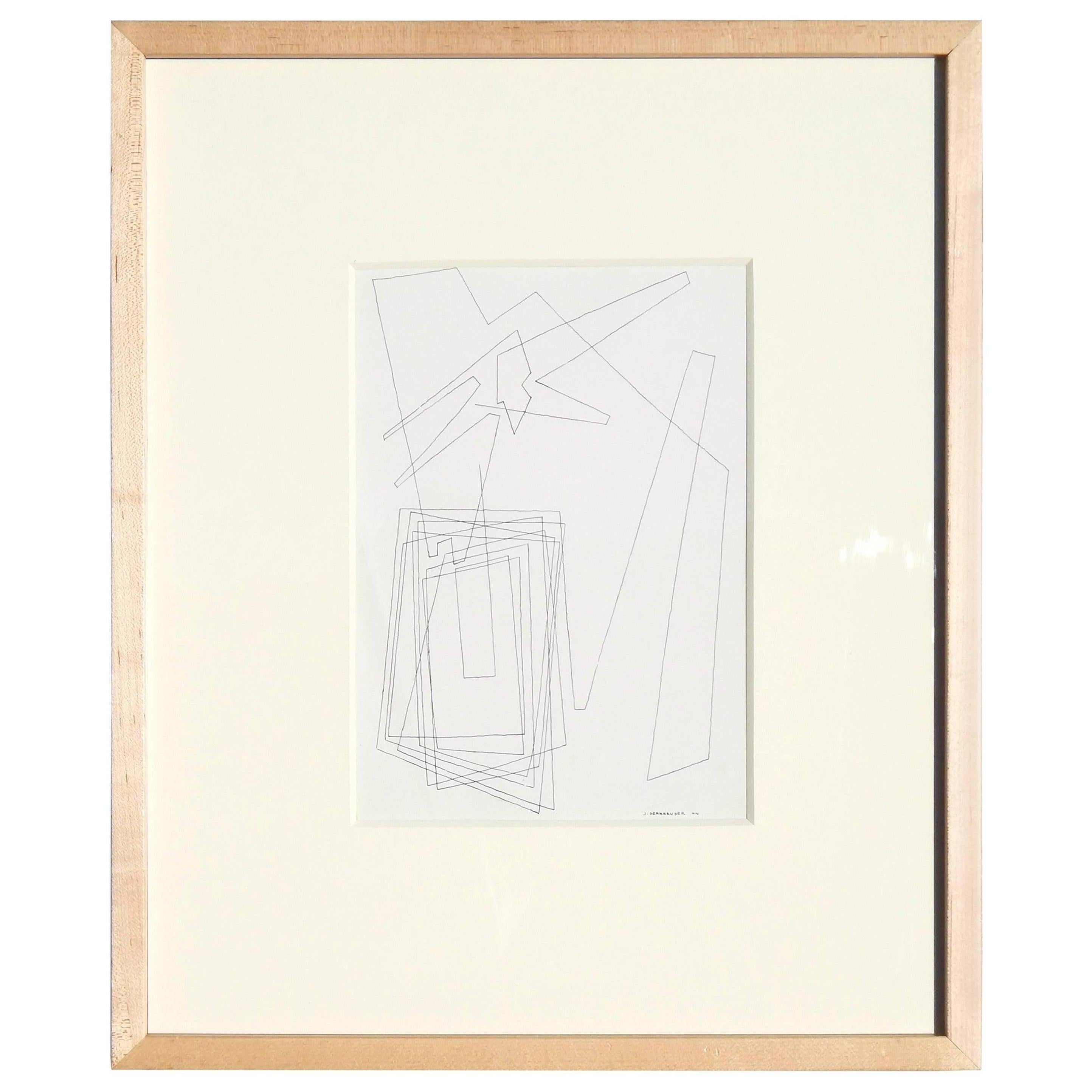 Original-Feder- und Tuschezeichnung des abstrakten New Yorker Künstlers John Sennhauser (1907-1978)
Signiert unten rechts "J. Sennhauser" und datiert '44.
Verso betitelt und datiert: "Line in Motion No. 4" und Juni V, 44, N.Y.
Maße: 11" H x 8" W.