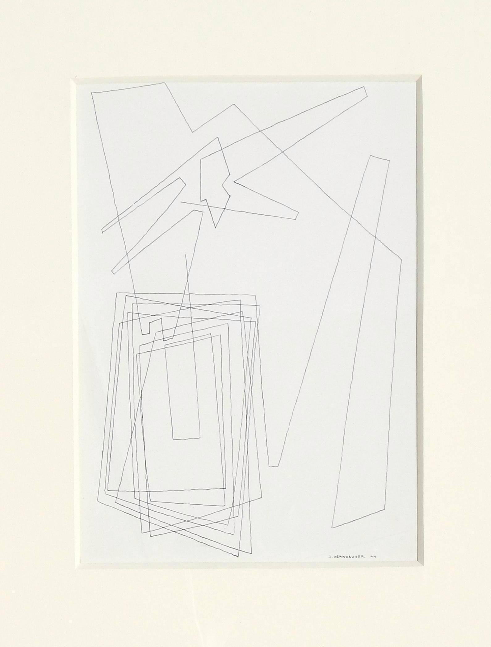 John Sennhauser Geometrische abstrakte Feder- und Tuschezeichnung, 1944 im Angebot 1