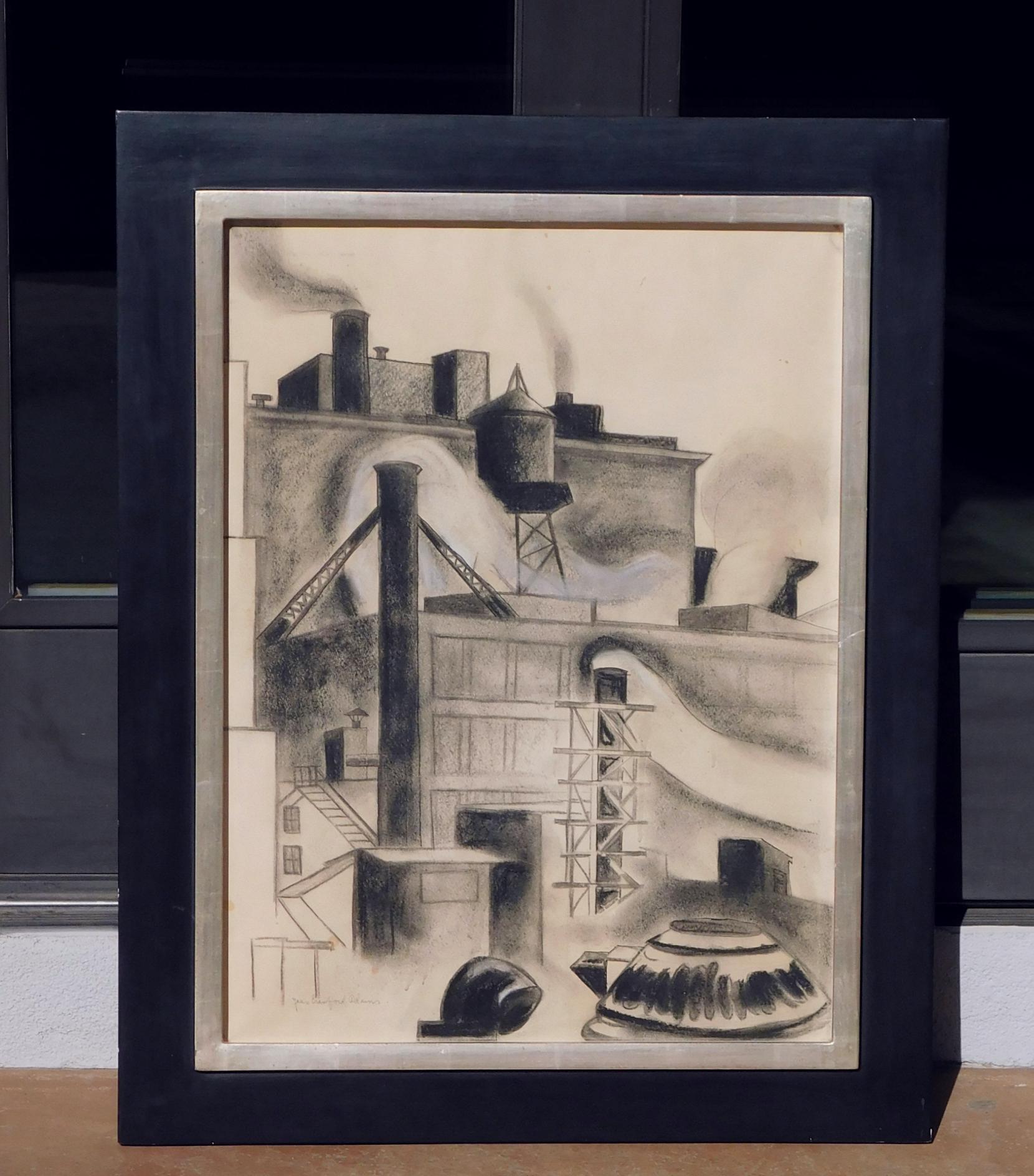 Jean Crawford Adams dessin original au fusain - sujet industriel de Chicago 2